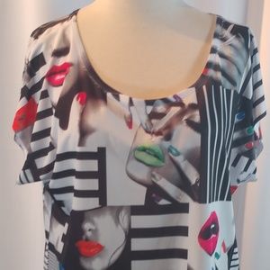 Blu Planet Lips & Nails Top Sz XL